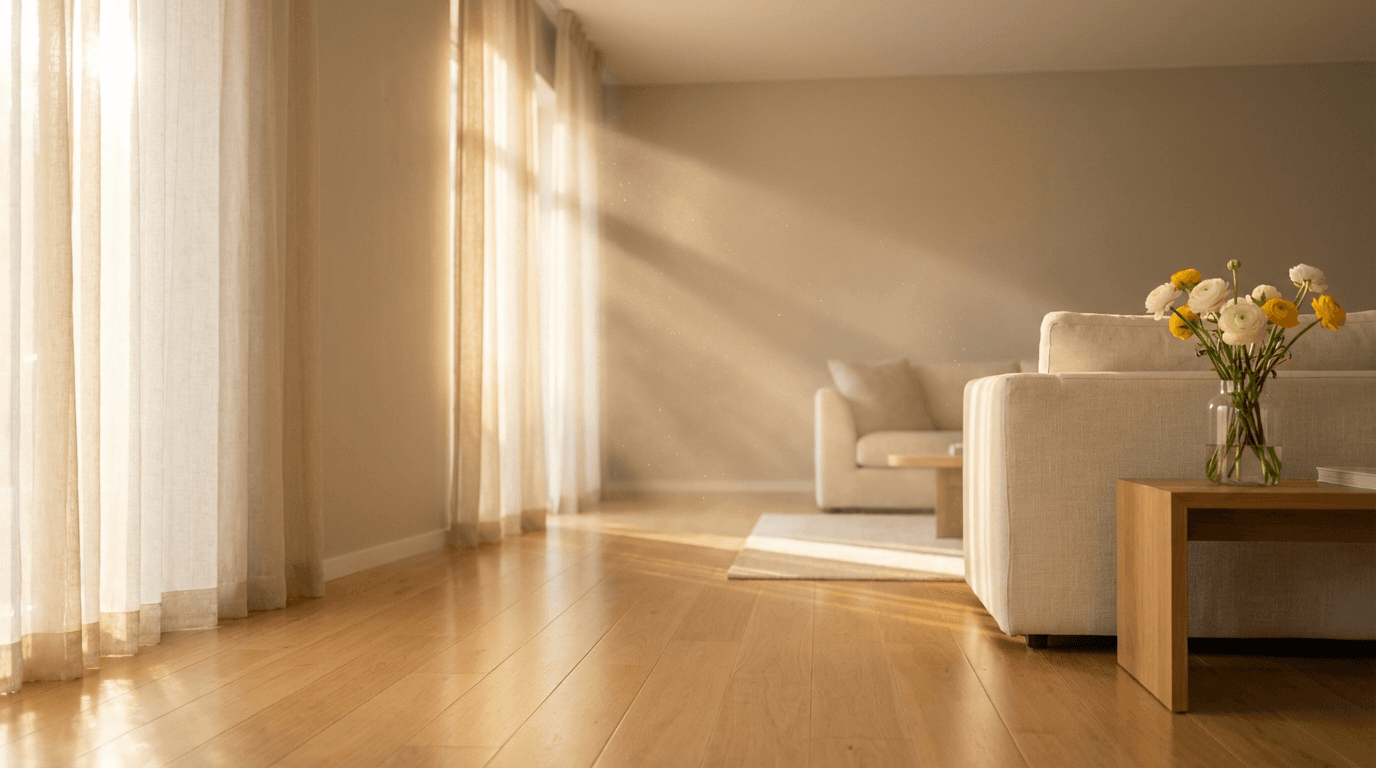 Bright, freshly cleaned living room in a Chicago home